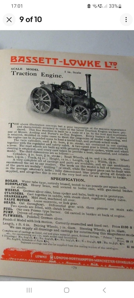Bassett-lowke 1inch scale Traction Engine